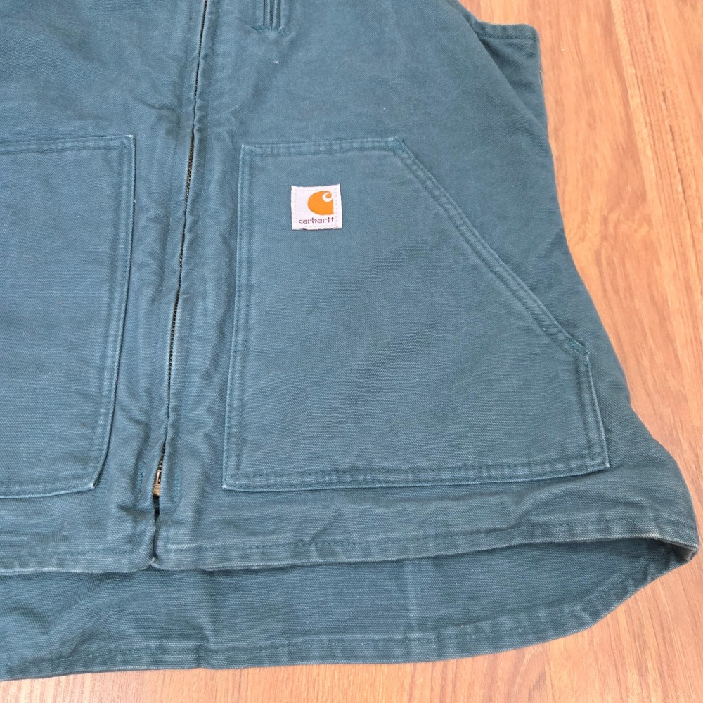 Carhartt Sandstone Mock Neck Vest Women Small Blue WV001 DTL Sherpa Lined Canvas - Picture 4 of 12